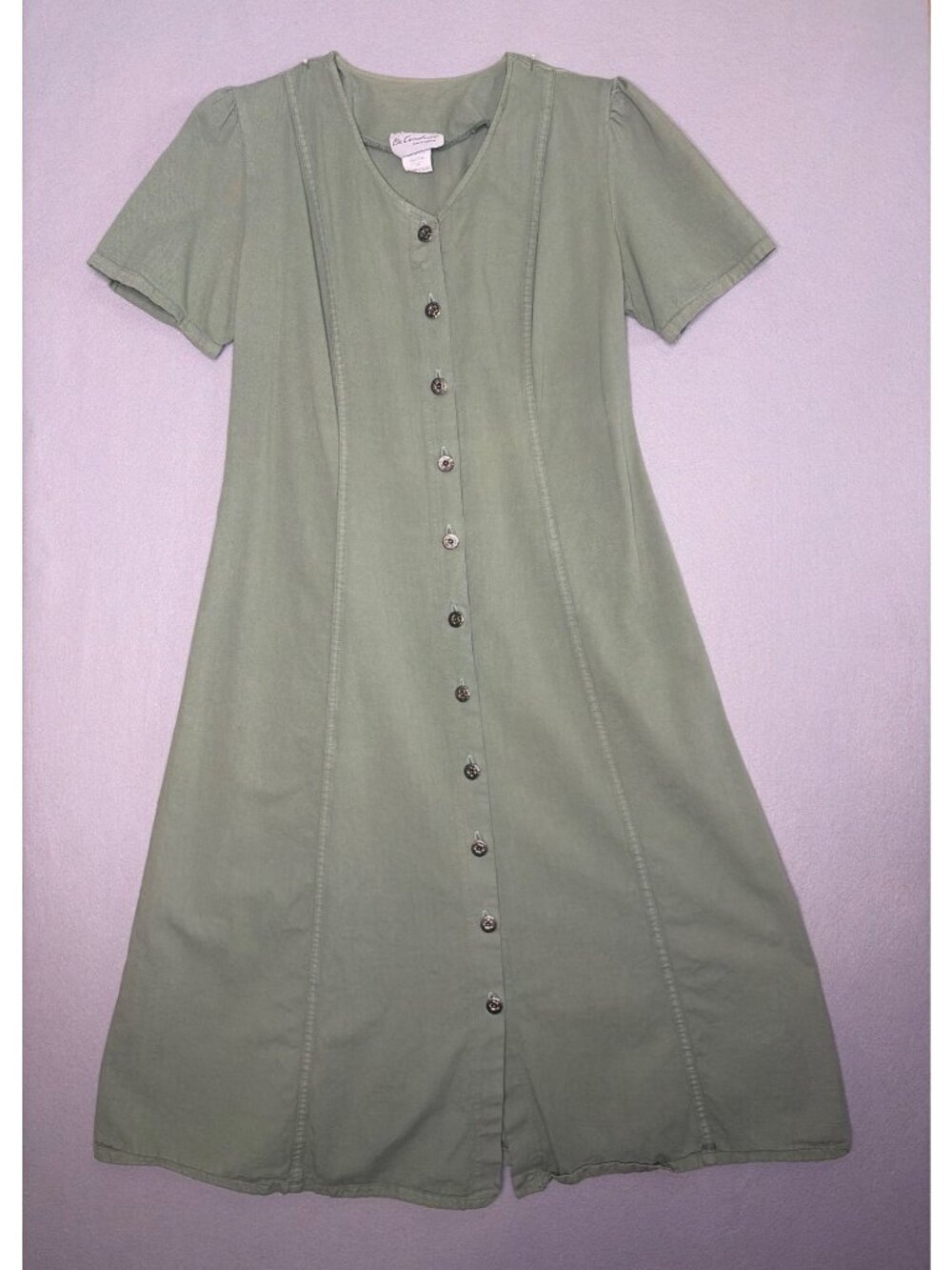 Vintage Ms. Conduct California Dress Size 14 Sage Green Cottage Core 100% Cotton